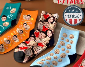 Custom Face Photo Socks, Personalized Fleece Socks, Christmas Gift