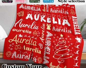 Personalized Christmas Flannel Blanket: Custom Name Throw, Kids Holiday Decor Gift