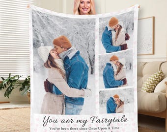 Custom Couple Blanket, Anniversary Gift, Couple Memorial Blanket, Gift for Boyfriend Girlfriend, Collage Fleece Blanket, Valentines Day Gift