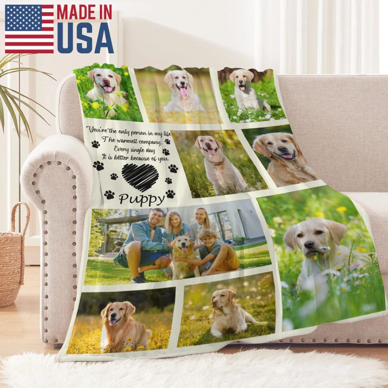 Personalized Pets Photo Memorial Blankets: Custom Dog/Cat Collage Gift, Pet Memorial Blanket Bild 9