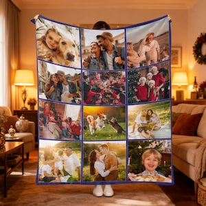 Custom Photo Blanket Collage, Personalized Picture Blanket, Wedding Anniversary Gift, Christmas Gifts image 10