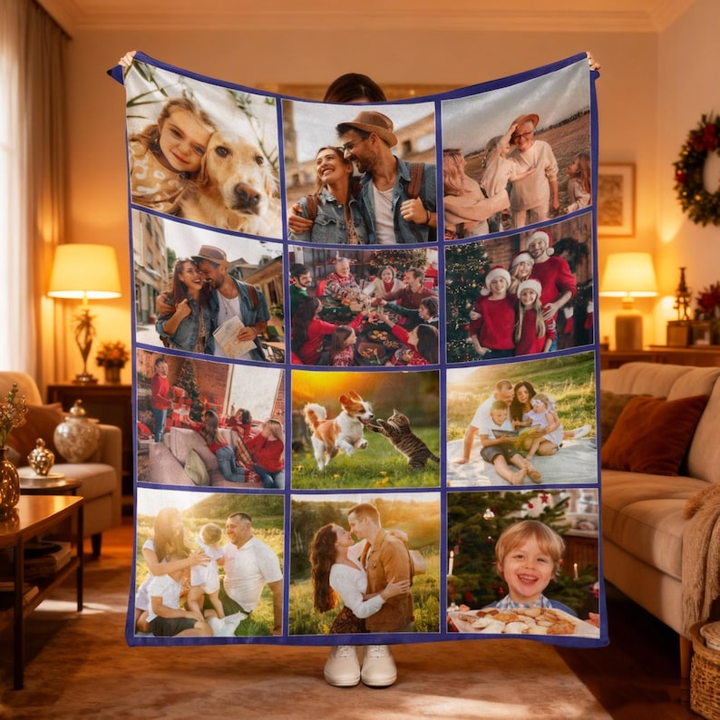 Custom Photo Blanket Collage, Personalized Picture Blanket, Wedding Anniversary Gift, Christmas Gifts image 10