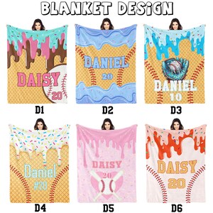 Personalized Ice Cream Baseball Blanket: Custom IceCream Drip Design Gifts for Kids afbeelding 3