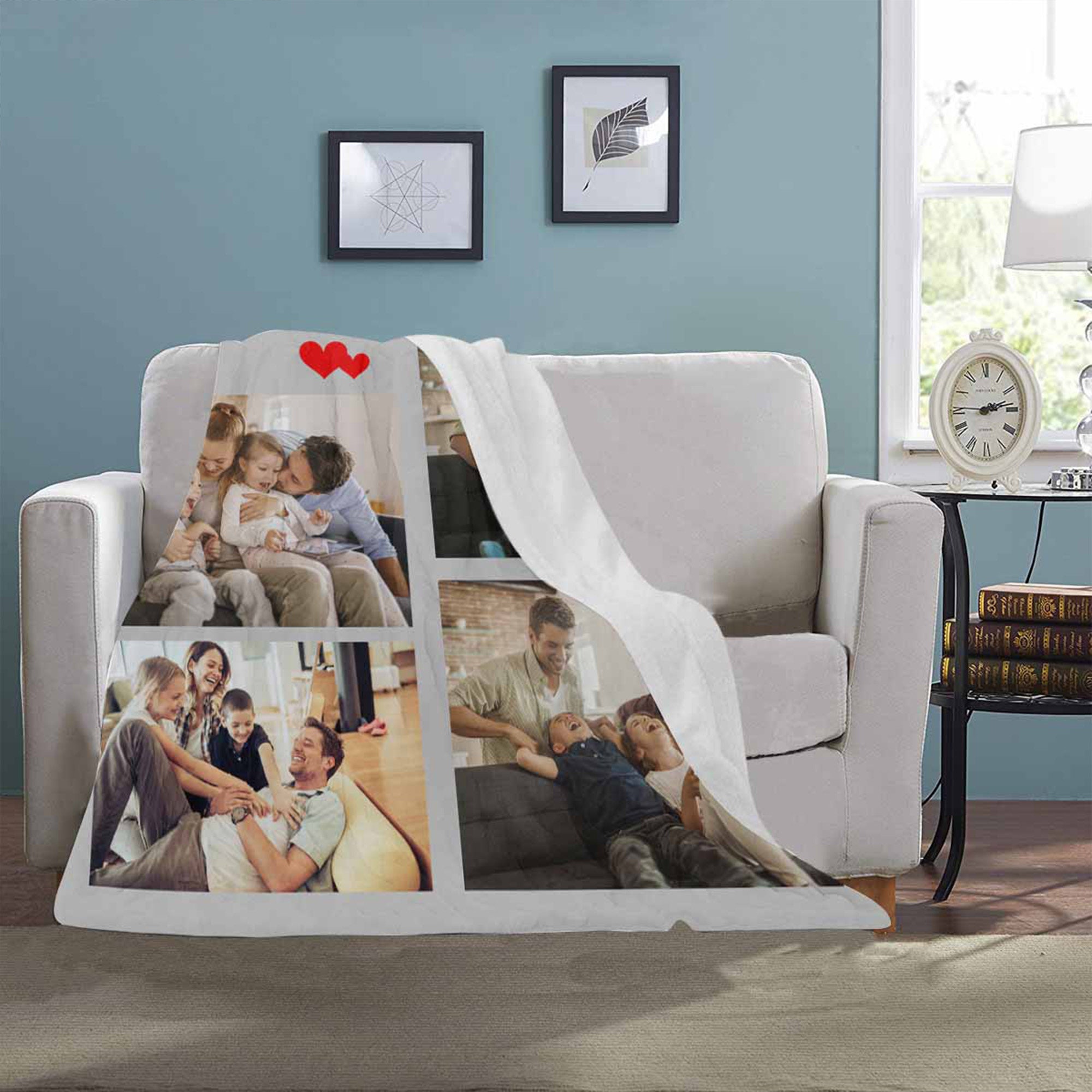 Custom Photo Collage Blanket Customize Text Fleece Blanket Etsy