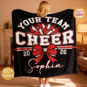 Personalized Cheer Team Blanket, Custom Name Senior Cheerleading Coach Gifts, Competitive Spirit Graduation Present