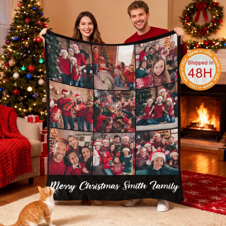 Custom Photo Blanket Collage, Personalized Picture Blanket, Wedding Anniversary Gift, Christmas Gifts image 11