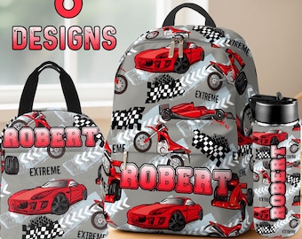 Personalized Monster Truck Backpack Set: School Bag, Lunchbox, Water Bottle & Pencil Case