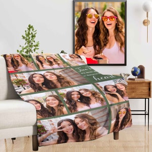 Personalized Best Friend Blanket, Bestie Birthday Gift, Photo Blanket with Custom Text, BFF Soul Sister, Photo Gift For Long Distance Friend