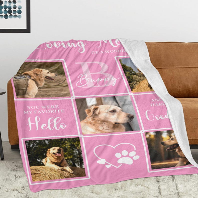 Personalized Pets Photo Memorial Blankets: Custom Dog/Cat Collage Gift, Pet Memorial Blanket Bild 11