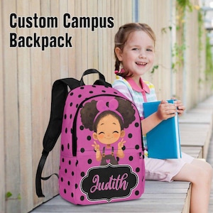 Personalized Afro Girl Backpack Set: Custom School Bag, Lunch box, Water Bottle image 11