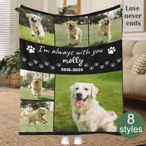 Personalized Pets Photo Memorial Blankets: Custom Dog/Cat Collage Gift, Pet Memorial Blanket Bild 2