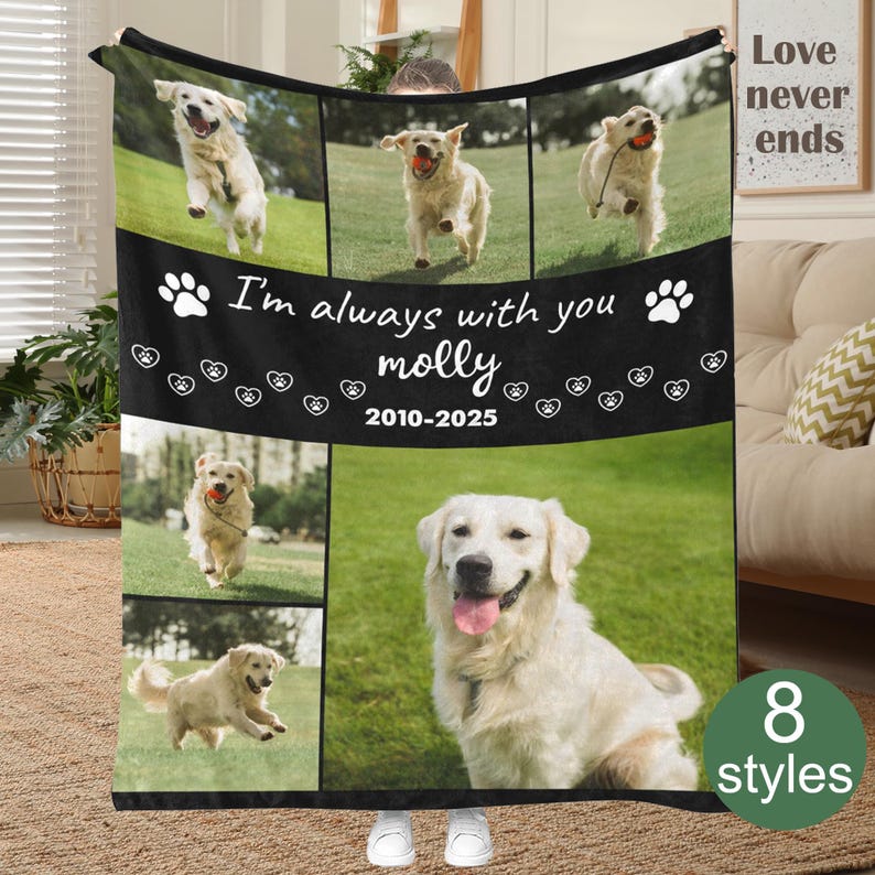 Personalized Pets Photo Memorial Blankets: Custom Dog/Cat Collage Gift, Pet Memorial Blanket Bild 2