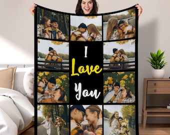 Custom Photo Blanket, Personalized Gifts for Lover, Anniversary Gifts, Gifts for Boyfriend Girlfriend, Gifts for Him, Valentines Day Gift