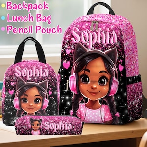 Custom Afro Black Girl Backpack, Personalized Name Book Bag for Kids, First Day of School Gifts, Girls School Bag, Best Back to School Gifts