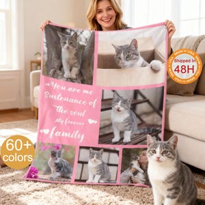 Personalized Pets Photo Memorial Blankets: Custom Dog/Cat Collage Gift, Pet Memorial Blanket Bild 6