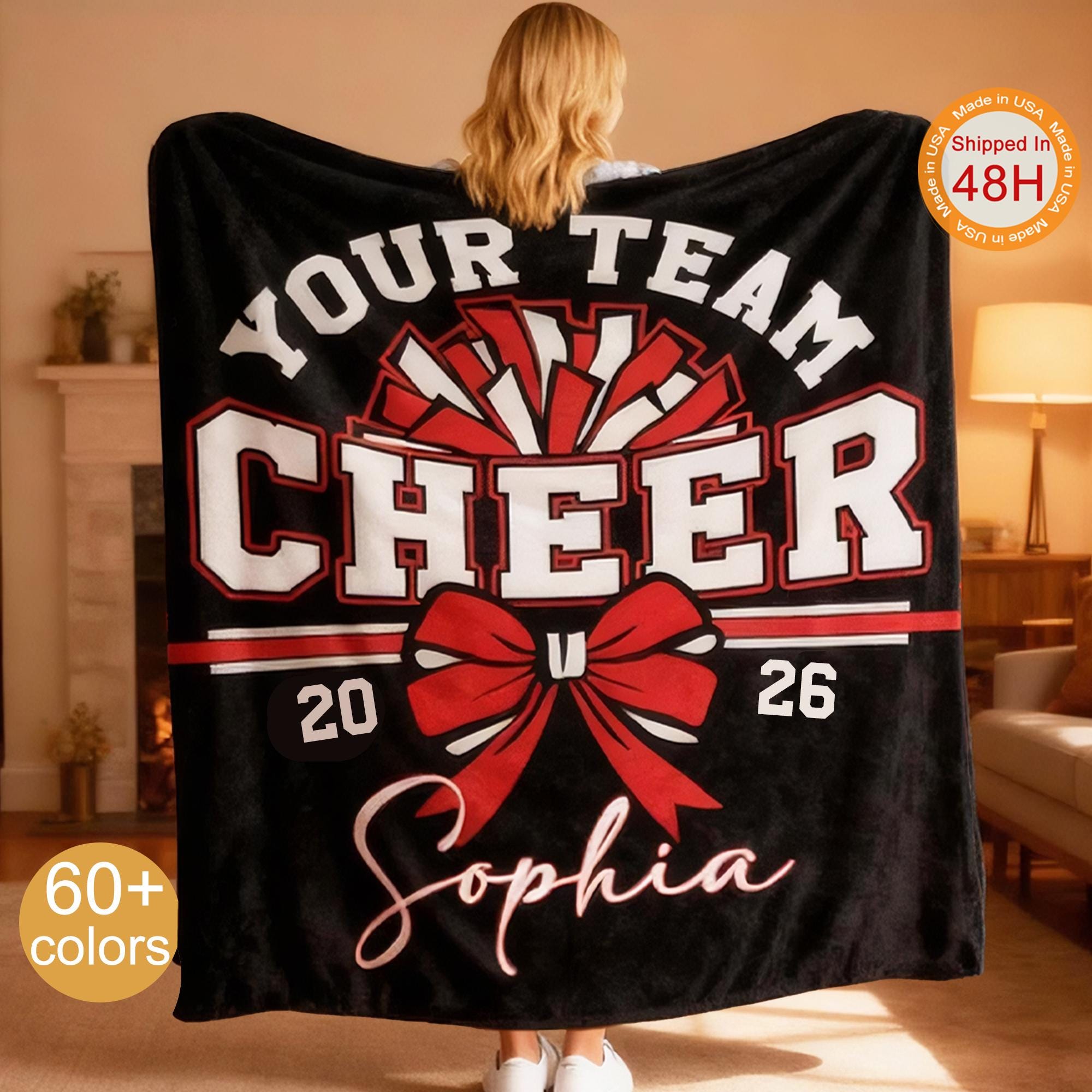 custom cheerleading team blanket with name