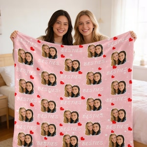 Personalized Besties Photo Blanket: Custom Friendship Keepsake, Bestfriend Gift, Graduation photo Throw