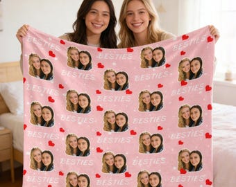 Personalized Besties Photo Blanket: Custom Friendship Keepsake, Bestfriend Gift, Graduation photo Throw