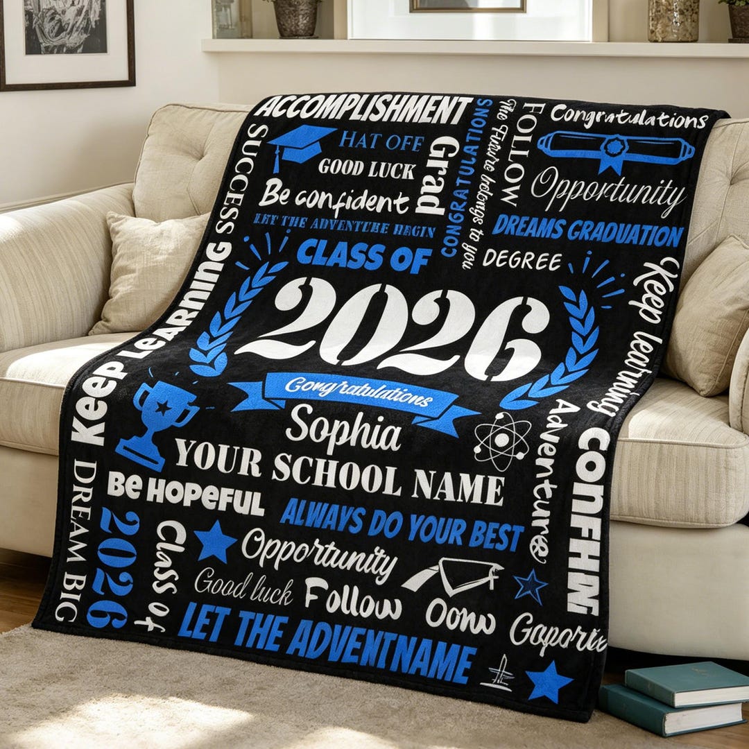 Personalized Graduation Blanket, Custom Graduate Gift, College Senior ...