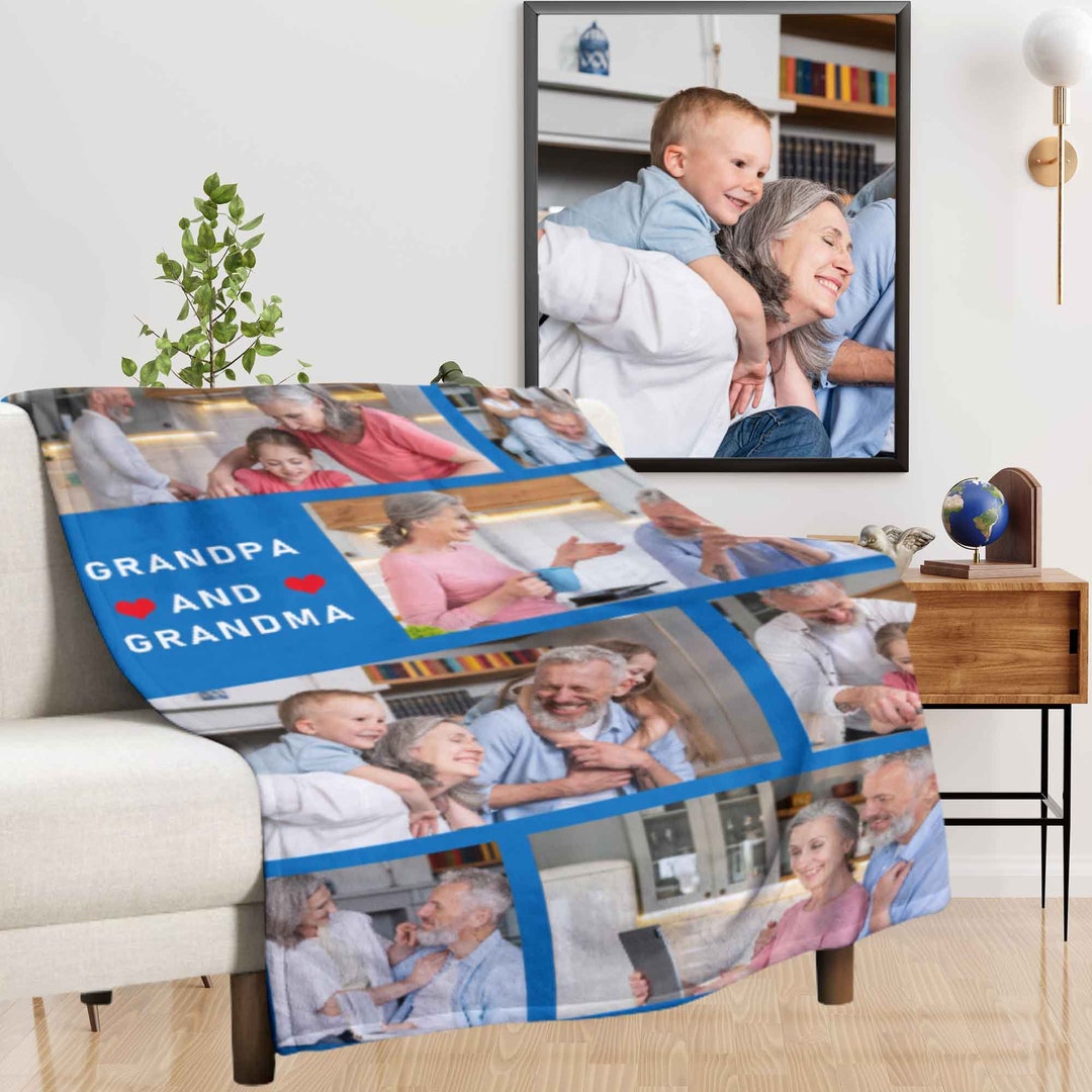 Custom Blankets With Family Photos, Photo Collage Fleece Throw Blanket