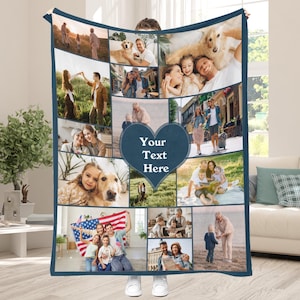 Custom Photo Blanket Collage, Personalized Picture Blanket, Wedding Anniversary Gift, Christmas Gifts image 3