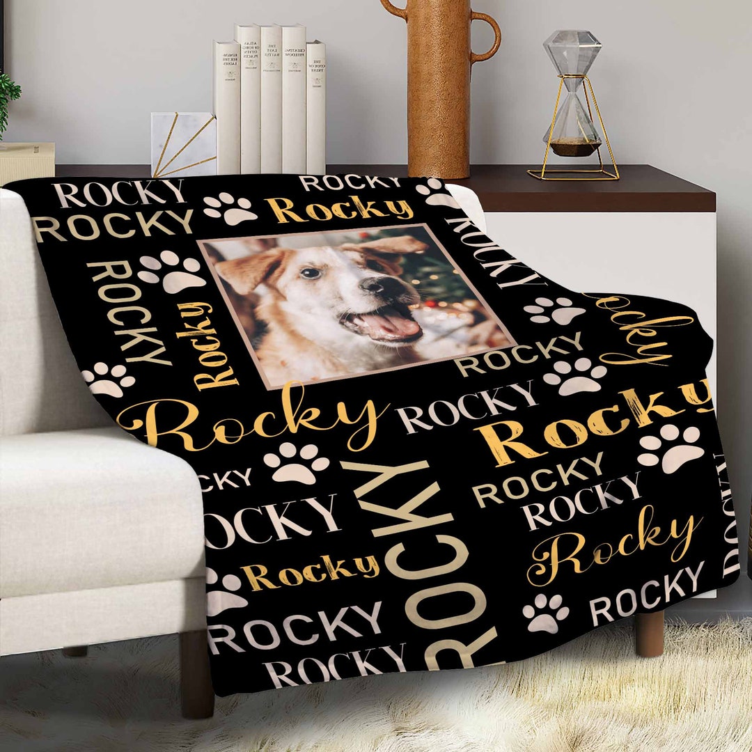 Pet Blanket With Personalized Pet Photo Name Printing, Pet Memorial