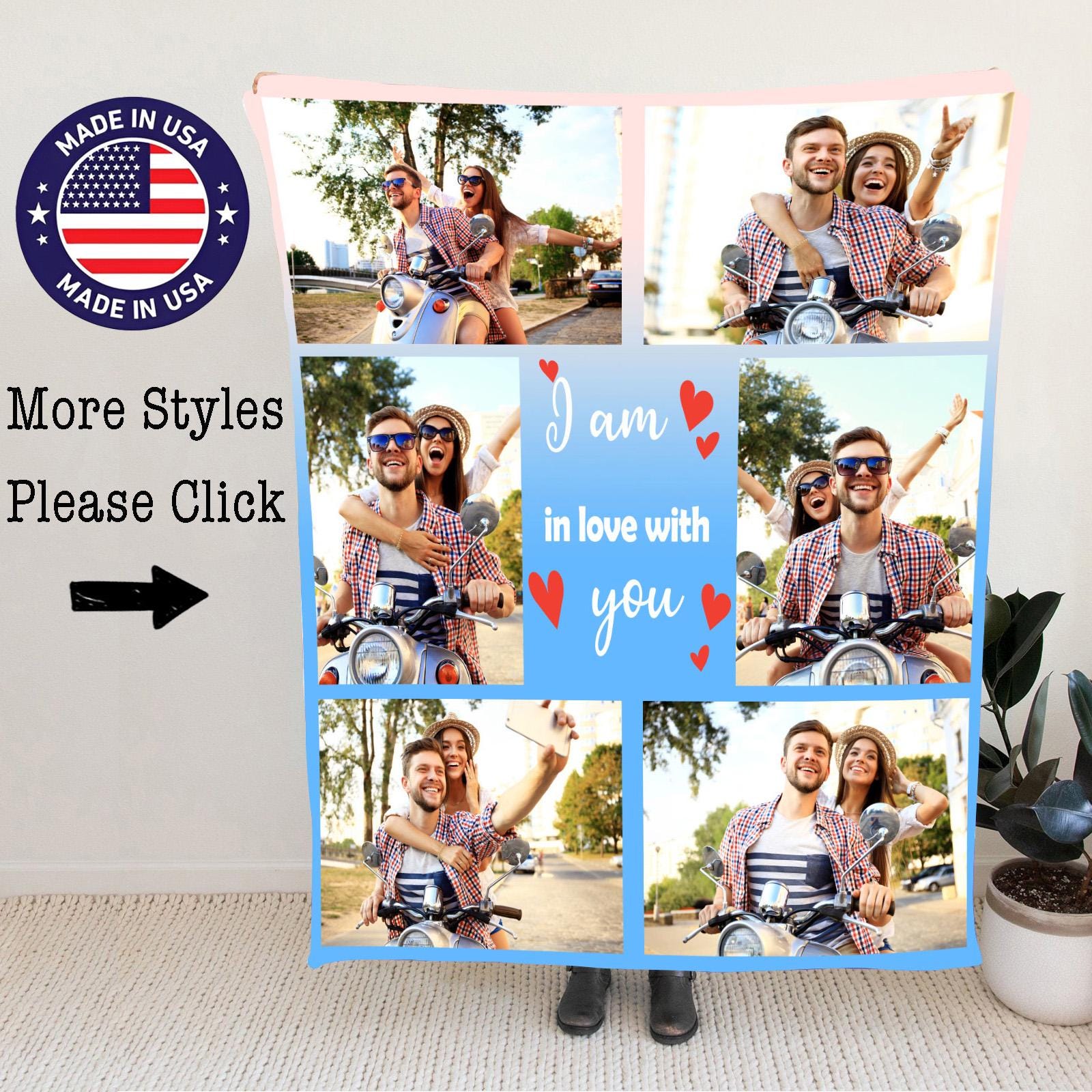 Personalized Photo Blanket, Photo Blanket with Text, Picture Collage Blanket, Memorial Blanket, Anniversary Gift, Couples Gift, Gift for Her