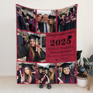 Personalized Fleece Blankets for Graduation Gifts, Class of 2025 Custom Photo Blankets, College High School Graduation Keepsake for Friends