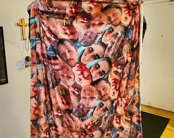 Personalized Multifaces Blanket, Custom Funny Face Blankets for Dad/Mom, Fathers Day Gifts
