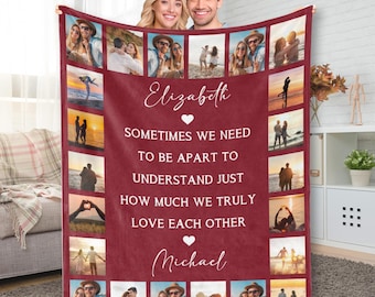 Custom Boyfriend/Girlfriend Gift, Personalized Photo Blanket with Text, Anniversary Gifts, Valentine&#39;s Day Gift,  Gifts for Lover/Him/Her