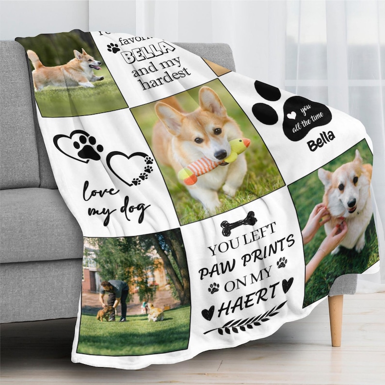 Personalized Pets Photo Memorial Blankets: Custom Dog/Cat Collage Gift, Pet Memorial Blanket Bild 12