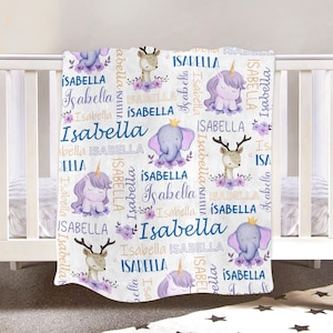 Personalized Safari Animal Baby Blanket: Custom Name Blanket