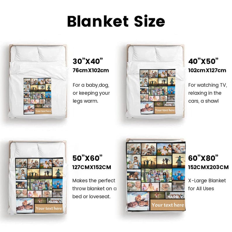 Custom Photo Blanket Collage, Personalized Picture Blanket, Wedding Anniversary Gift, Christmas Gifts image 9