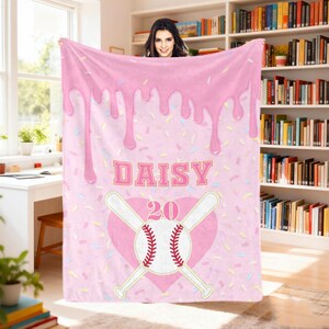 Personalized Ice Cream Baseball Blanket: Custom IceCream Drip Design Gifts for Kids afbeelding 8