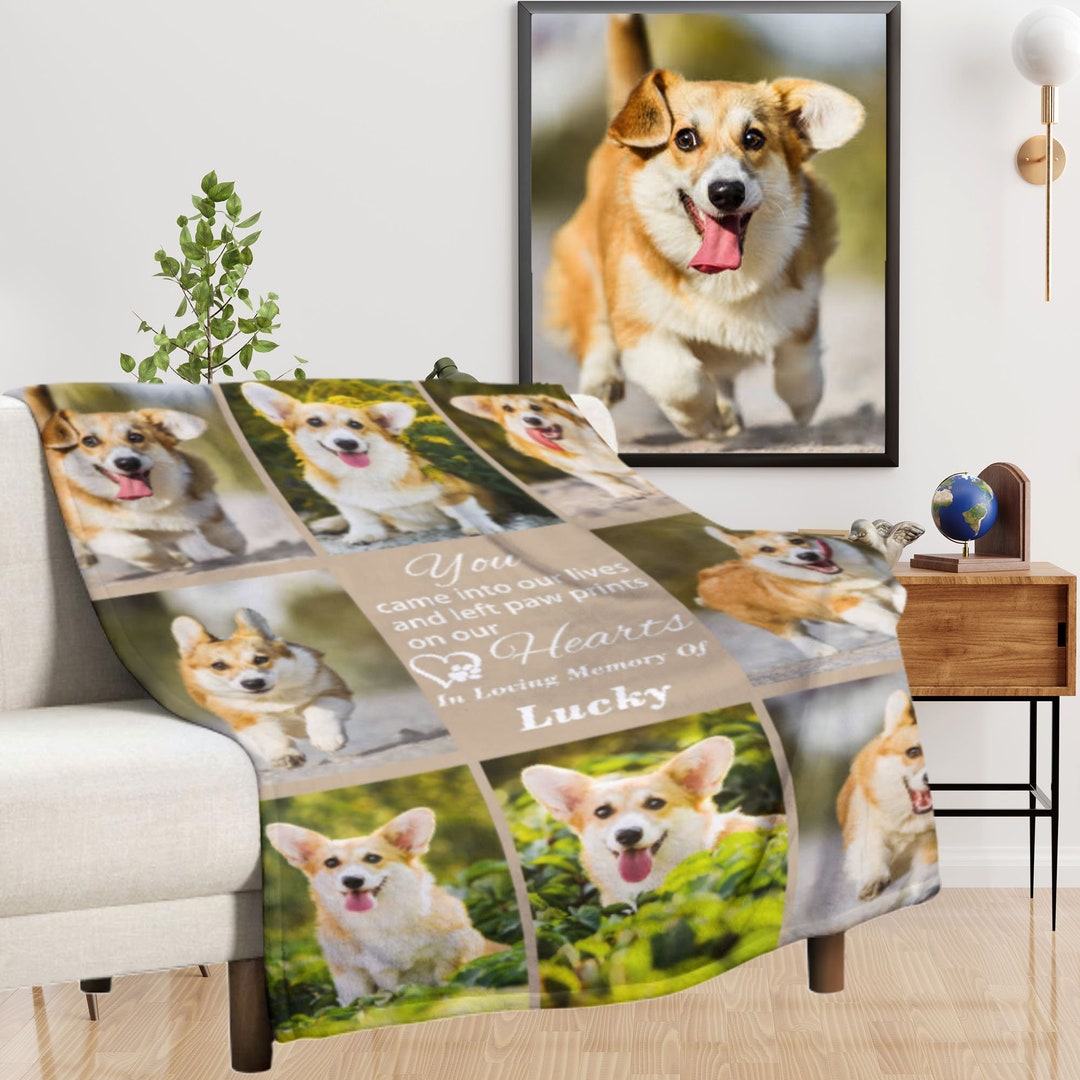 Personalzied Pet Memorial Blanket With Pictures, Fur Baby in Heaven