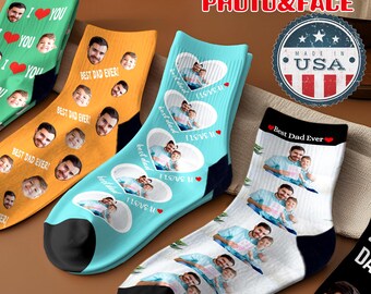 Personalized Face Photo Socks, Custom Printed Funny Picture Gifts, Fathers Day Gift