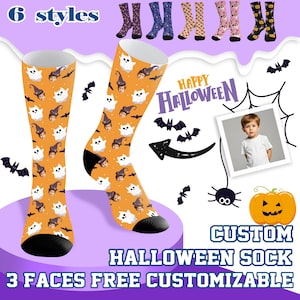 Custom Halloween Face Socks: Personalized Photo Socks, Funny Ghost Gift