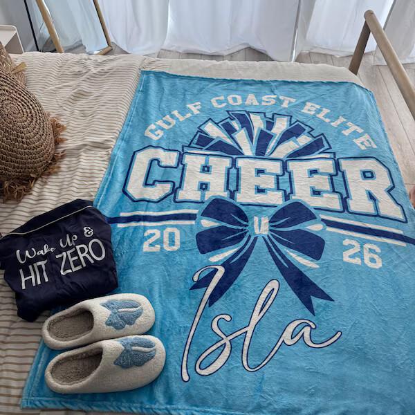 personalized cheer blanket with team name example