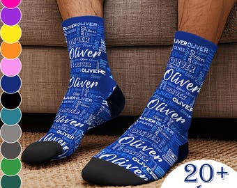 Personalized Name Socks, Custom Text Sock, Friend Birthday Gift, Family Christmas Gifts