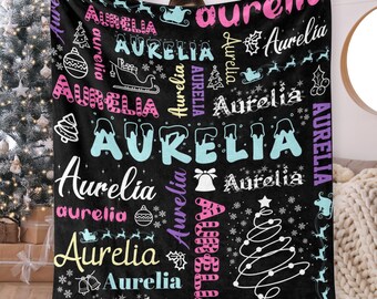Personalized Christmas Blanket: Custom Name Tree Blanket