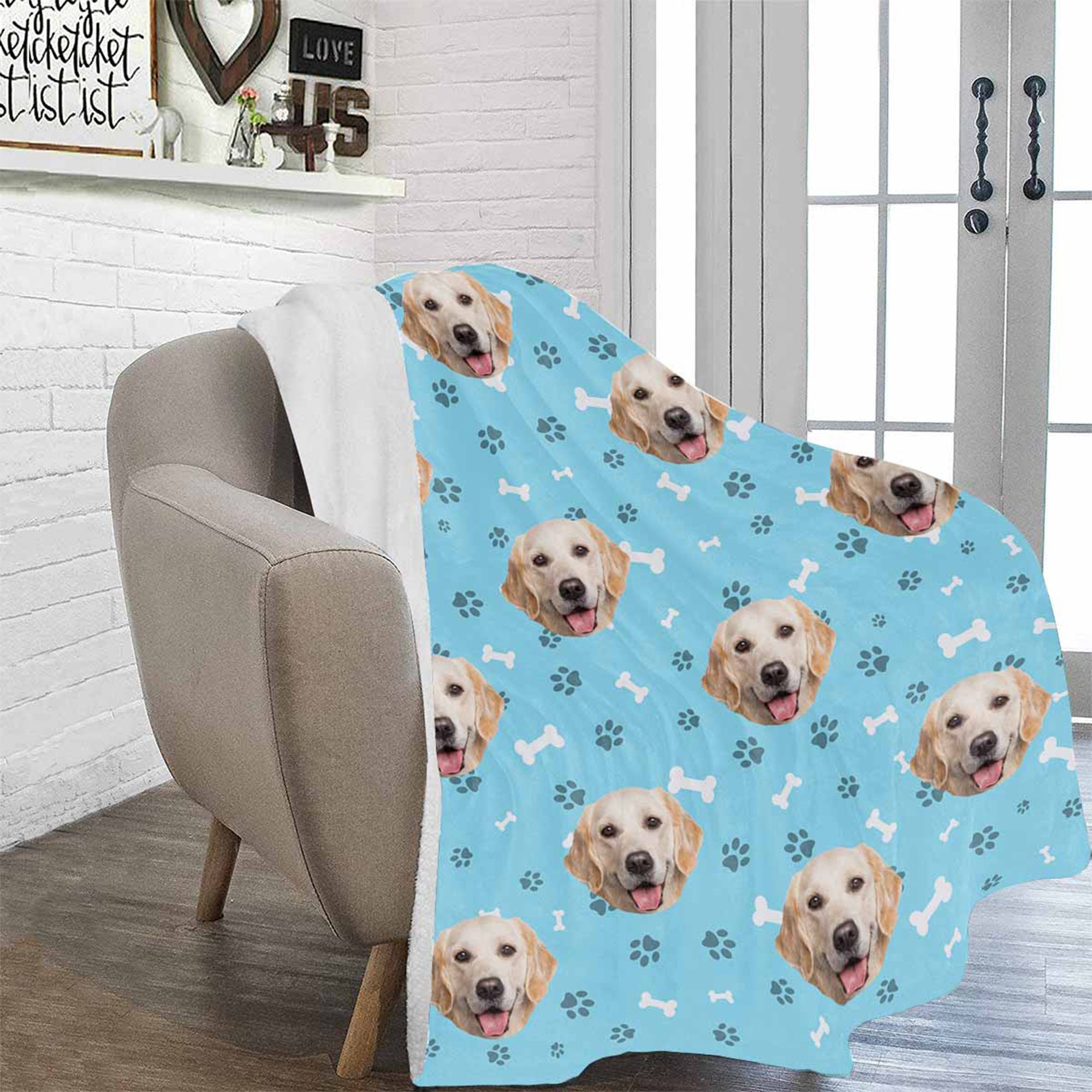 Custom pet face Blanket Personalized Pet Photo Blanket | Etsy