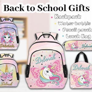 Personalized Unicorn Backpack: Custom Name School Bag for Girls