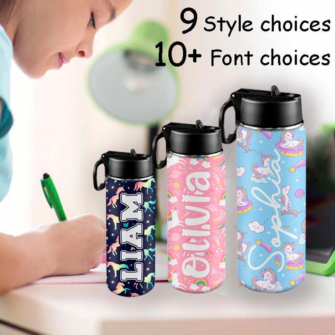 Personalized Unicorn Water Bottle: Custom Name School Gift - Etsy