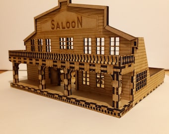 Wilder Westen Saloon 3 mm MDF Gelände, Tabletop War Gaming SVG (Digital Download)