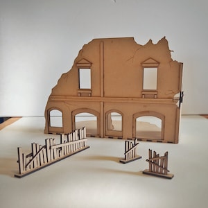 Wartime Ruins | and Scatter terrain | 28mm Table Top Gaming | Mdf Terrain RPG | Mm Svg | 5x a4 Sheet for 3mm MDF SVG Files | Laser Cut Files