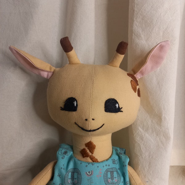 Finya, Giraffe, handmade, gift for girls, cuddly toy, cloth doll, OOAK, ready to ship, handmade toy, giftidea, heirloom doll, Eastergift