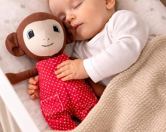 Knuffel aap, apenpop, knuffel, cadeau voor de eerste schooldag, verjaardagscadeau, doopcadeau, pluche aap, babycadeau