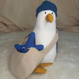 Seagull , Seagull with cap, Collector's item, Nautical decor, North Sea, Seagull toy, Seabird, Soft toy, Seagull, Edge stool, Ready to ship