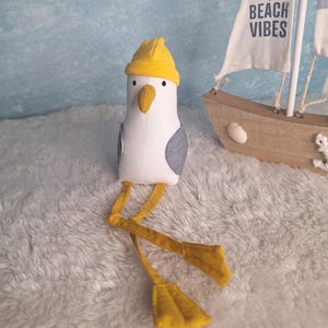 Seagull , Seagull with cap, Collector's item, Nautical decor, North Sea, Seagull toy, Seabird, Soft toy, Seagull, Edge stool, Ready to ship