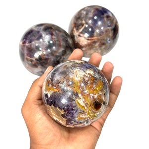 Super Seven Crystal Sphere, Melody Stone, Super 7 Sphere, Sacred Seven Polished Crystal Balls | Stone of Higher Consciousness